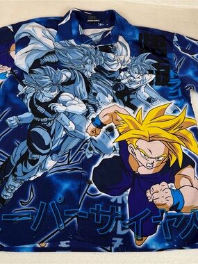 Vintage  Dragon BALL Z Button Up All Over Print Shirt Mens Large Y2K